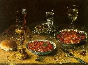 Osias Beert Still Life with Cherries Strawberries in China Bowls USA oil painting artist